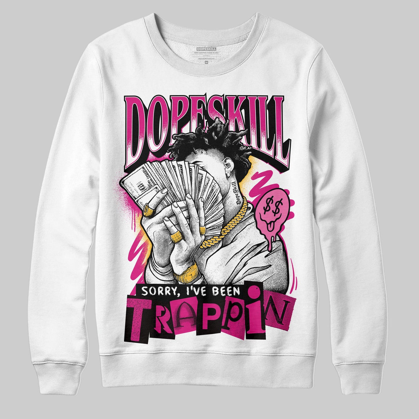 Rick RO Pink Leather Sneakers DopeSkill Sweatshirt Sorry I've Been Trappin Graphic