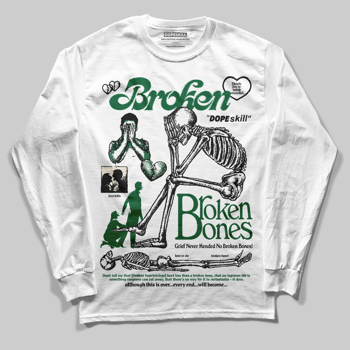 Pine Green 13s DopeSkill Long Sleeve T-Shirt Broken Bones Graphic