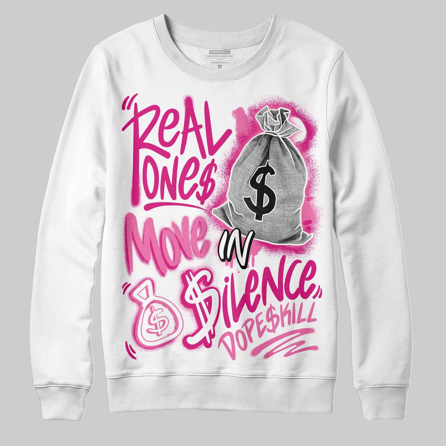 Rick RO Pink Leather Sneakers DopeSkill Sweatshirt Real Ones Move In Silence Graphic