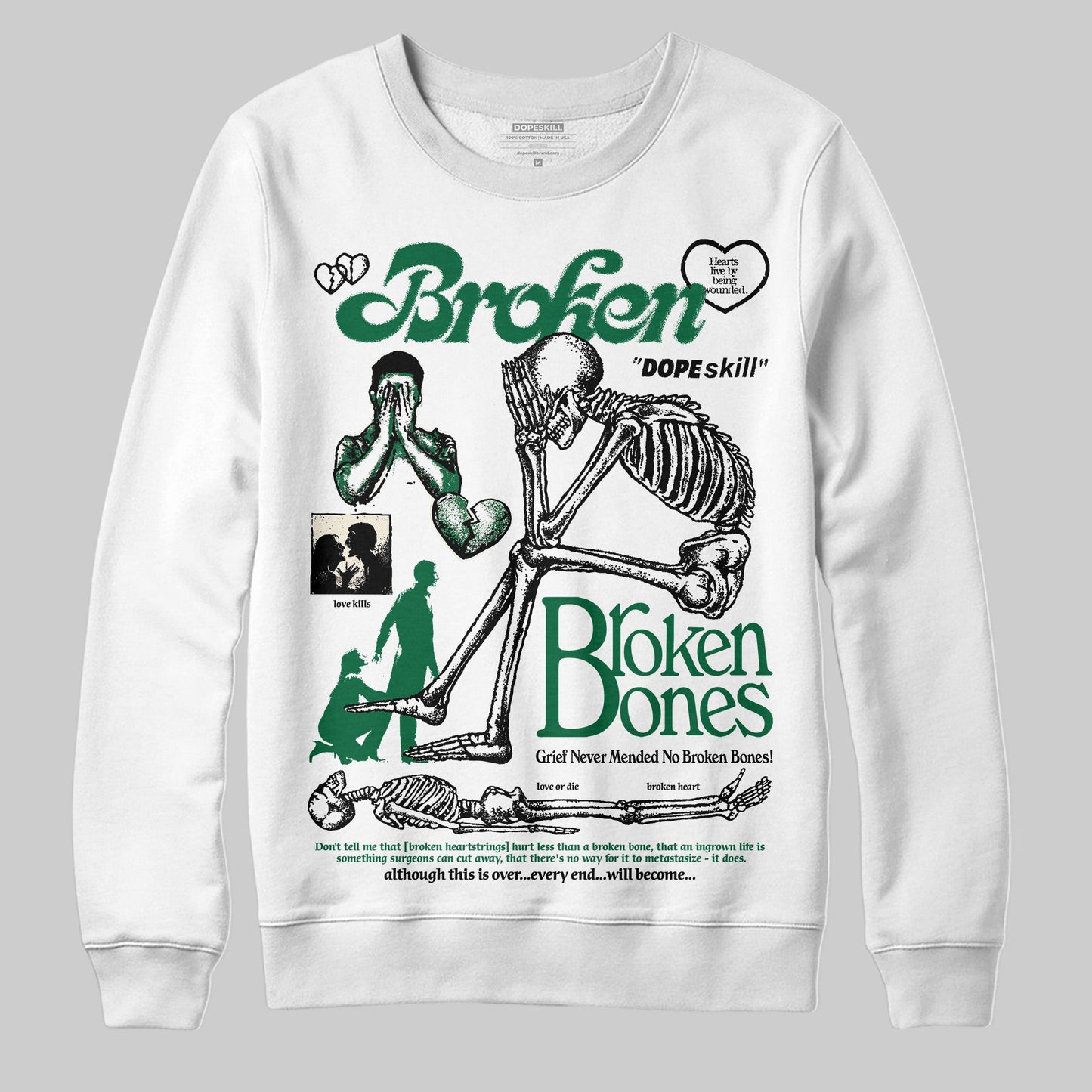 Pine Green 13s DopeSkill Sweatshirt Broken Bones Graphic