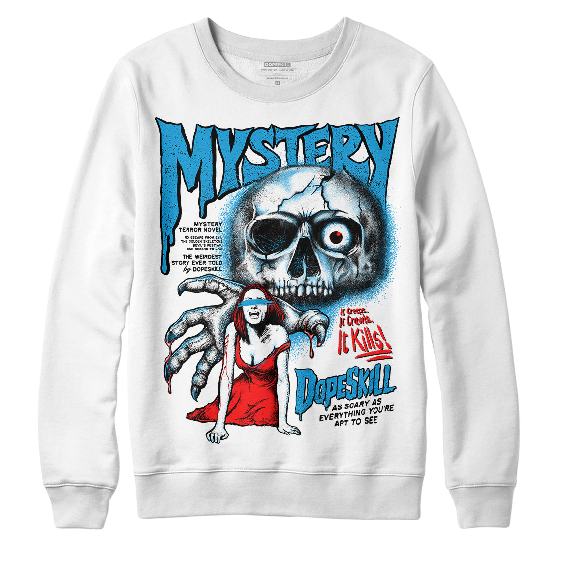 Military Blue 4s DopeSkill Sweatshirt Mystery Ghostly Grasp Graphic