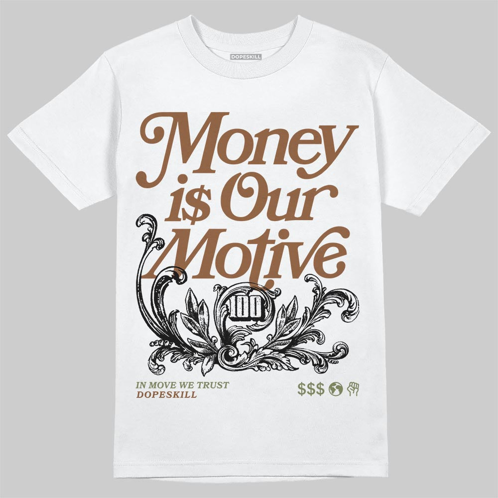 NB 2010 “Pecan” DopeSkill T-Shirt Money Is Our Motive Typo Graphic