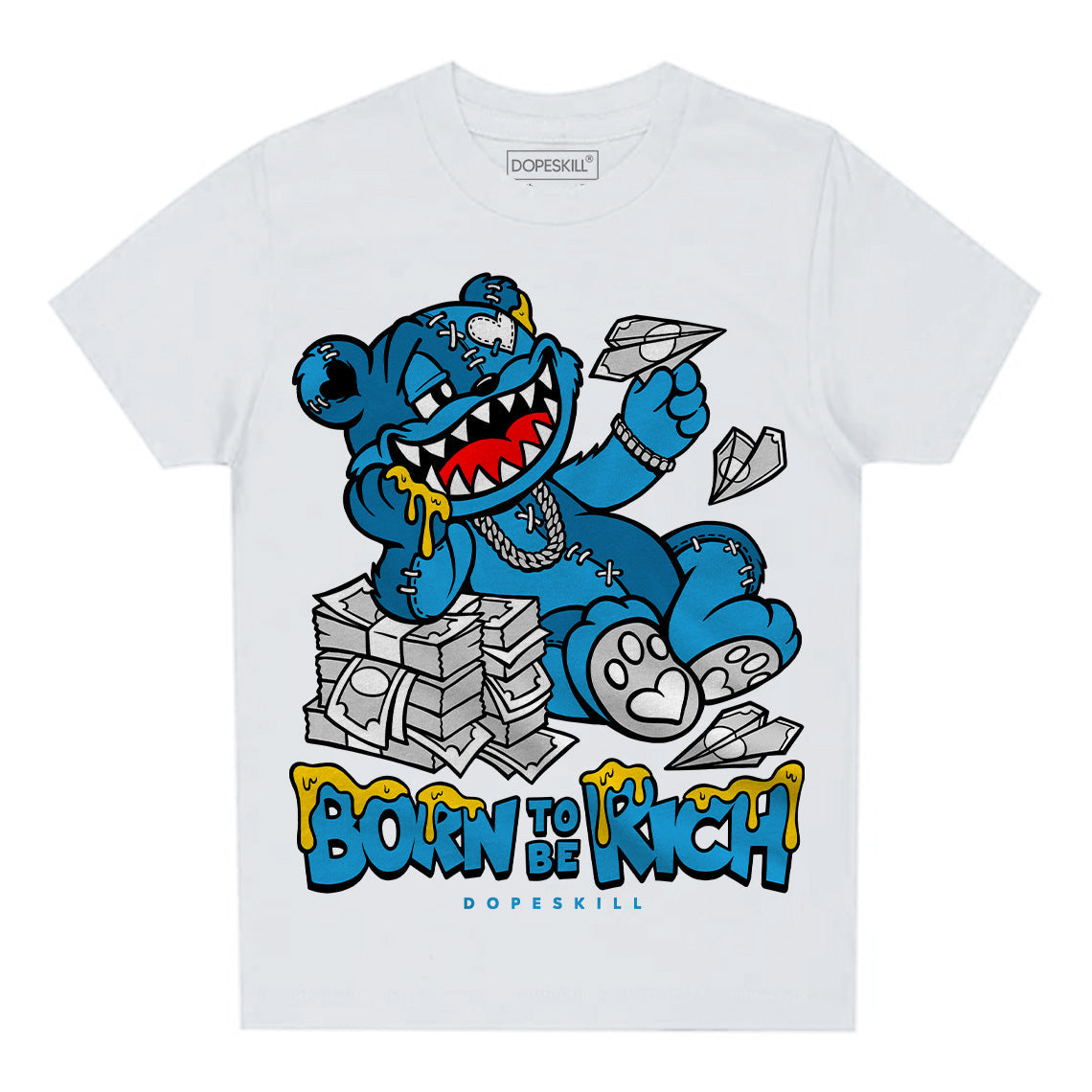 Military Blue 4s DopeSkill Toddler Kids T-shirt Born To Be Rich Graphic