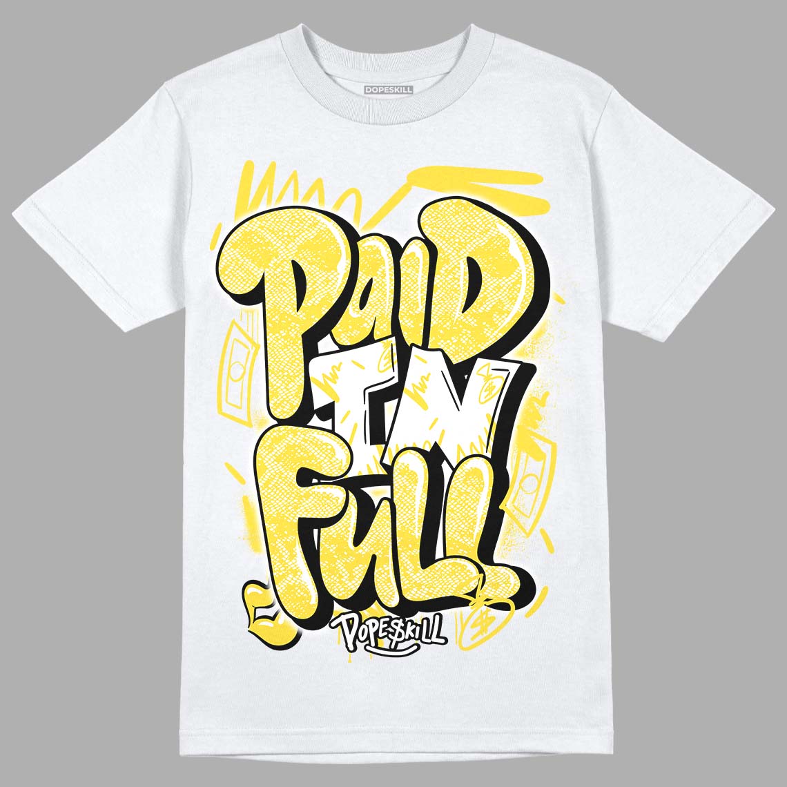 Yellow Snakeskin 11s DopeSkill T-Shirt New Paid In Full Graphic
