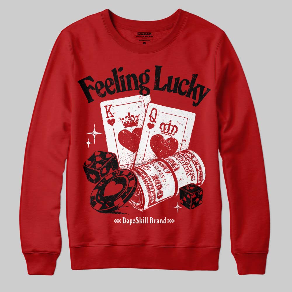 Red Collection DopeSkill Sweatshirt Feeling Lucky Graphic