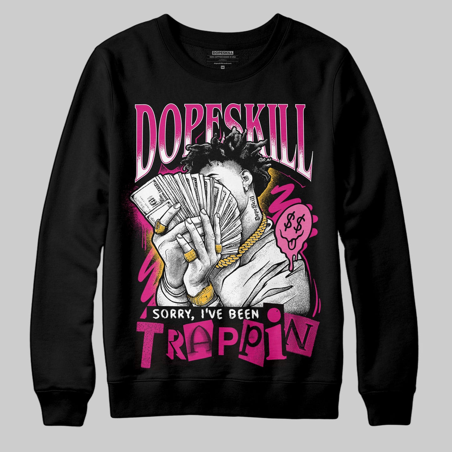 Rick RO Pink Leather Sneakers DopeSkill Sweatshirt Sorry I've Been Trappin Graphic