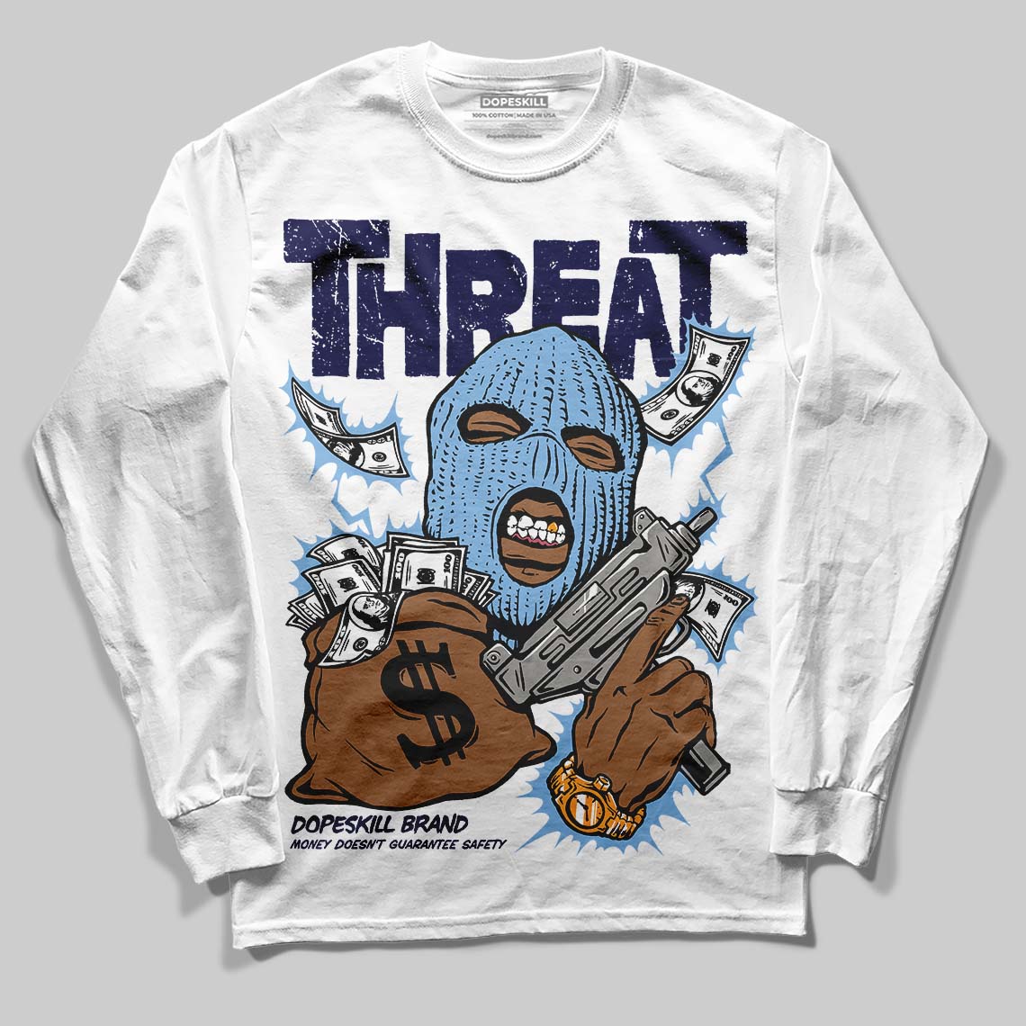 University Blue 6s DopeSkill Long Sleeve T-Shirt Under Threat Graphic