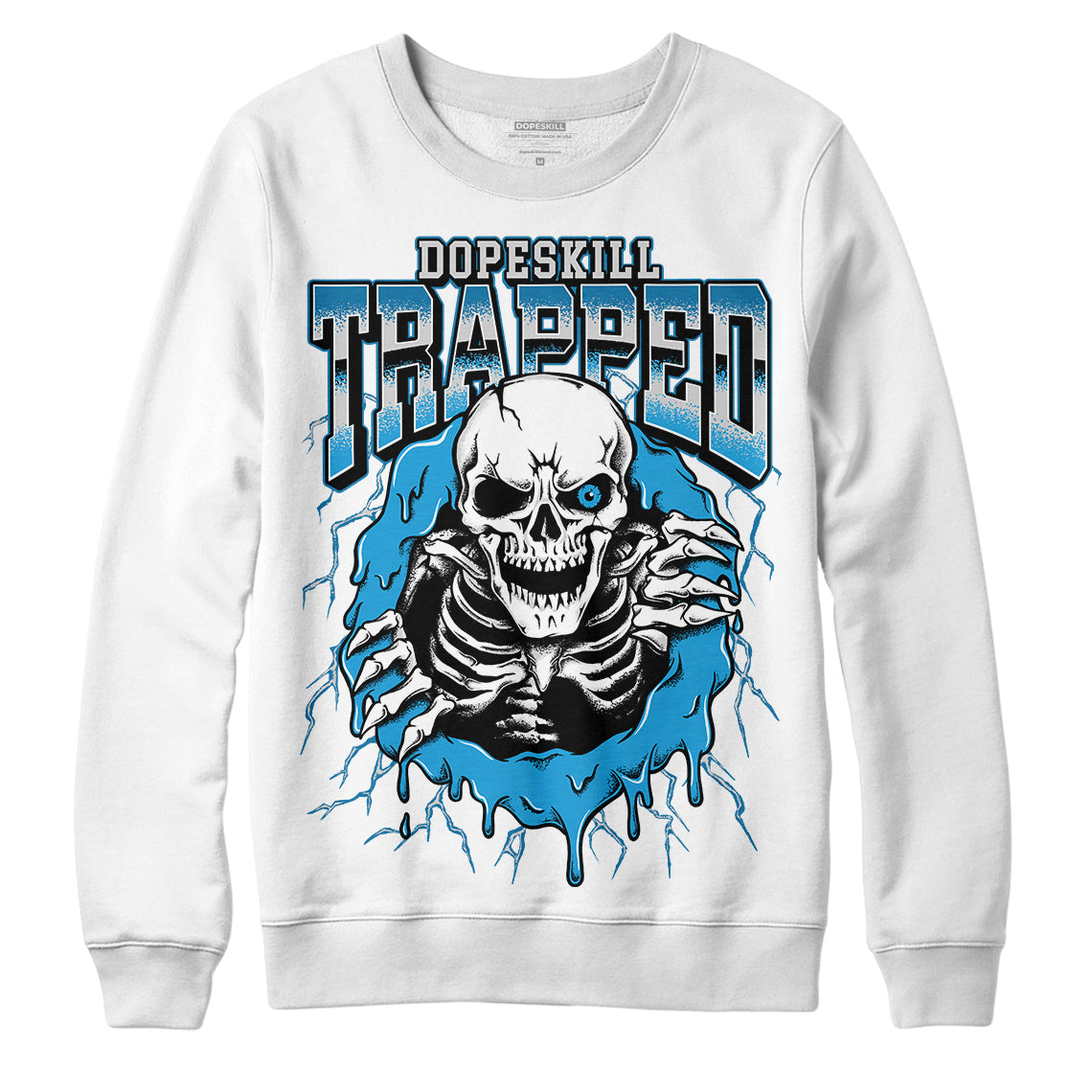 Military Blue 4s DopeSkill Sweatshirt Trapped Halloween Graphic