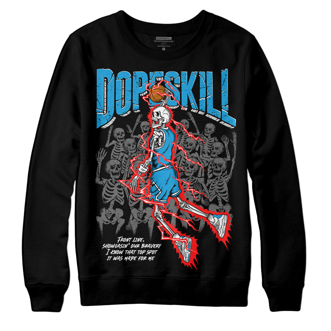 Military Blue 4s DopeSkill Sweatshirt Thunder Dunk Graphic