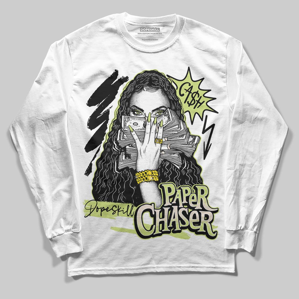 Luminous Green 5s DopeSkill Long Sleeve T-Shirt NPC Graphic