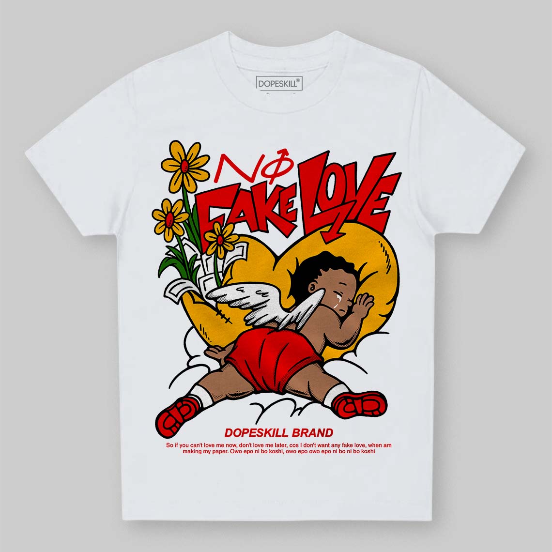 Red Collection DopeSkill Toddler Kids T-shirt No Fake Love Graphic