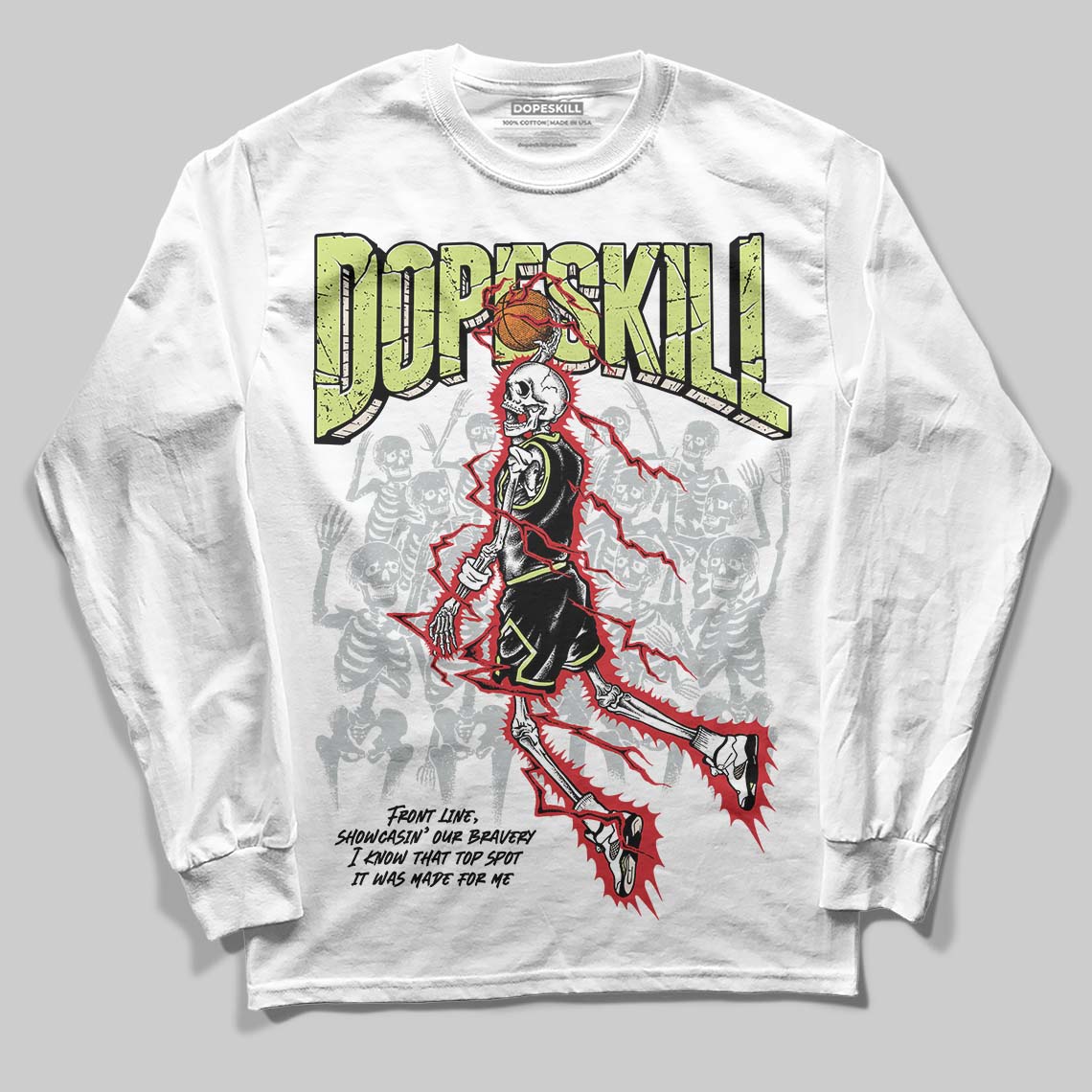 Luminous Green 5s DopeSkill Long Sleeve T-Shirt Thunder Dunk Graphic