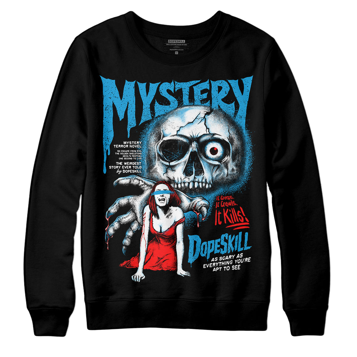 Military Blue 4s DopeSkill Sweatshirt Mystery Ghostly Grasp Graphic