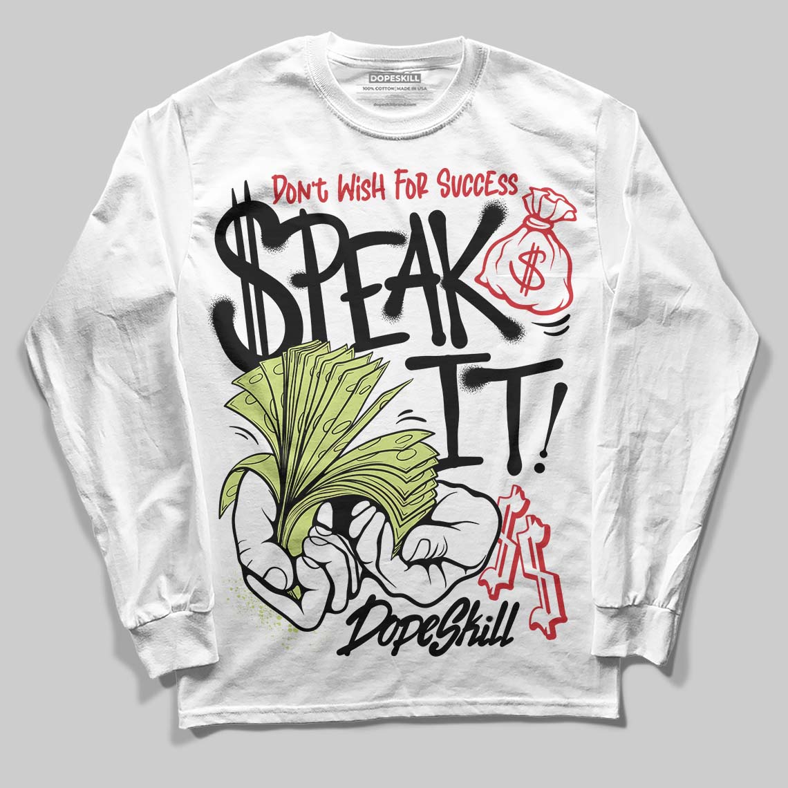 Luminous Green 5s DopeSkill Long Sleeve T-Shirt Speak It Graphic