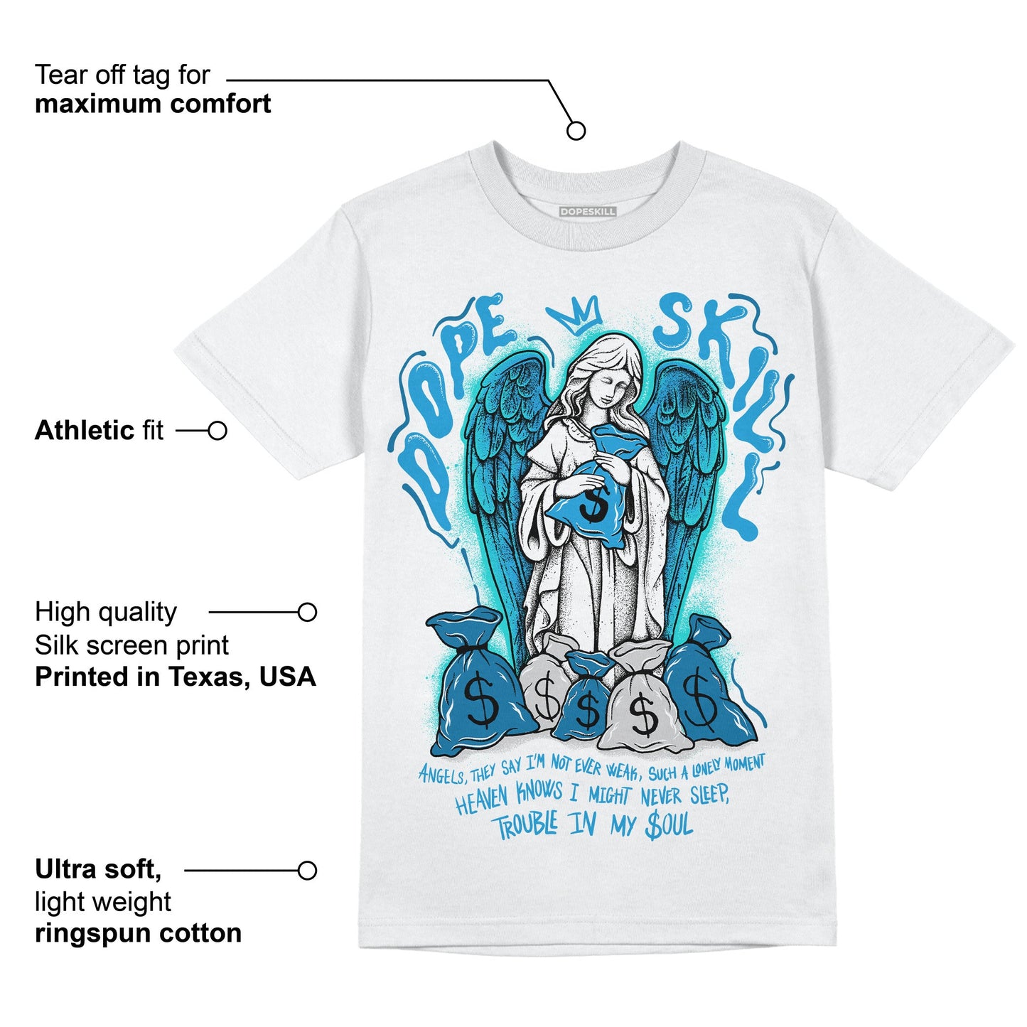Military Blue 4s DopeSkill T-Shirt Angels Graphic