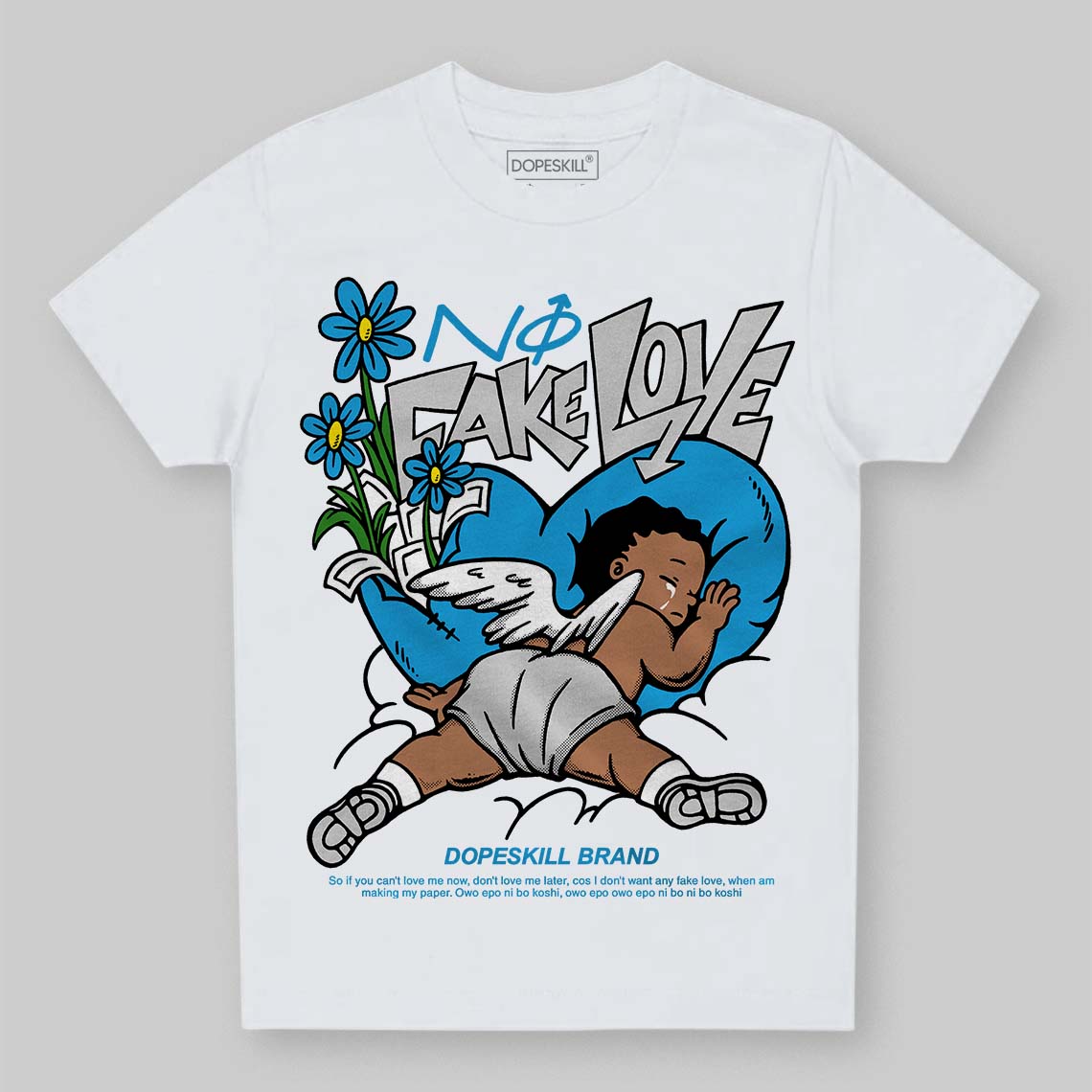 Military Blue 4s DopeSkill Toddler Kids T-shirt No Fake Love Graphic