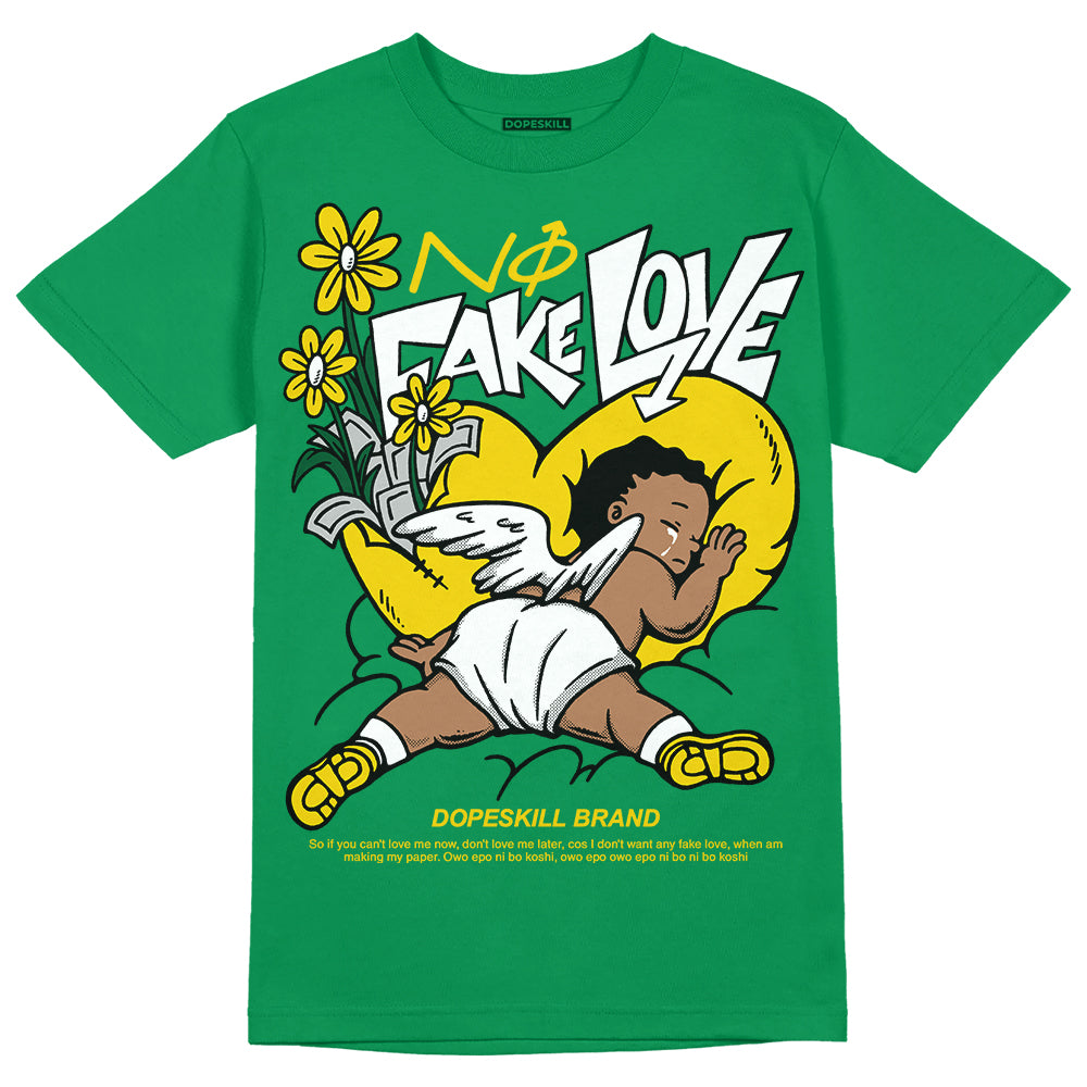 Green Collection DopeSkill Green T-shirt No Fake Love Graphic