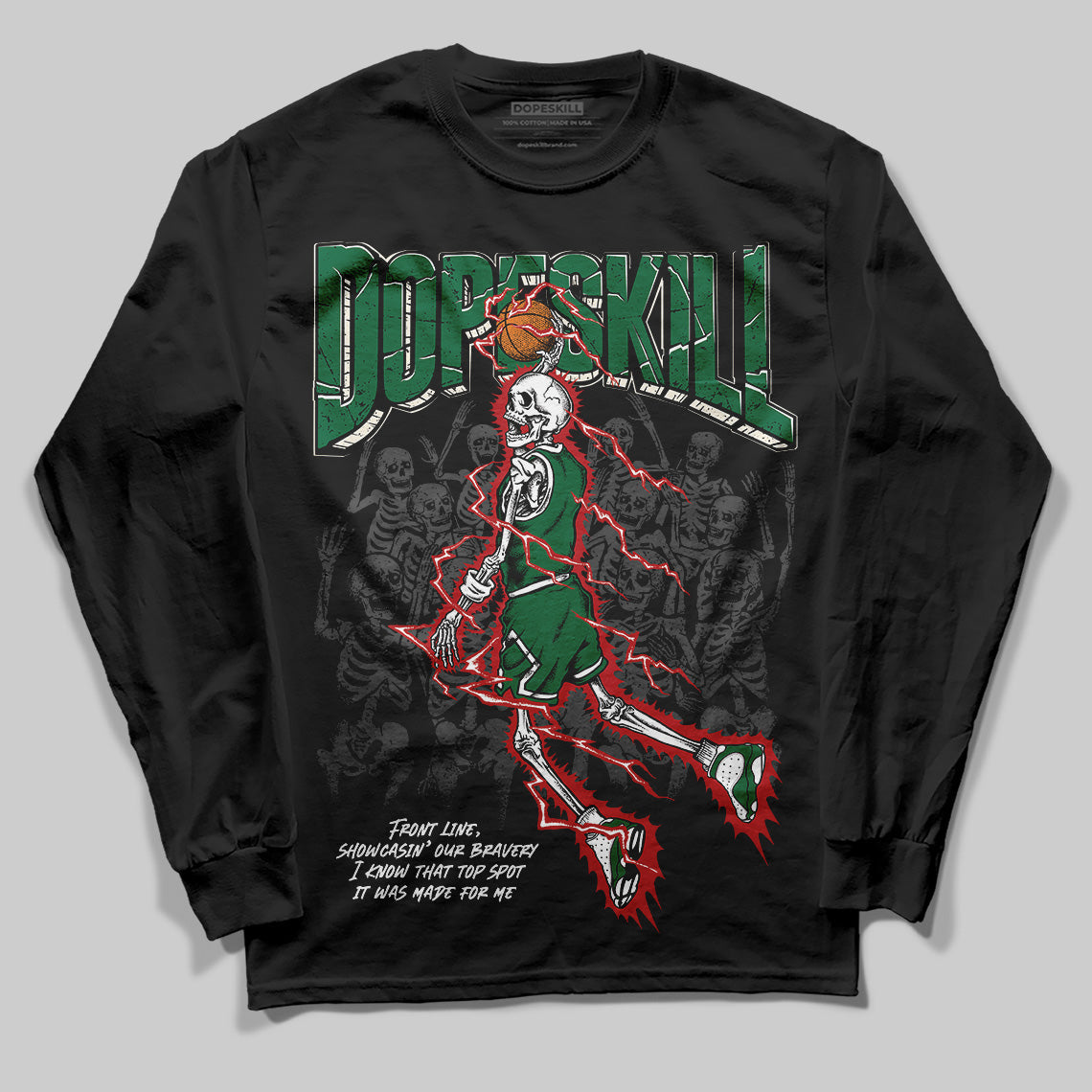 Pine Green 13s DopeSkill Long Sleeve T-Shirt Thunder Dunk Graphic