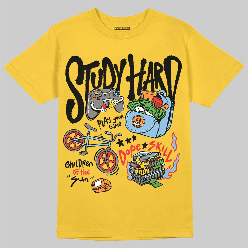Yellow Collection DopeSkill T-Shirt Study Hard Graphic