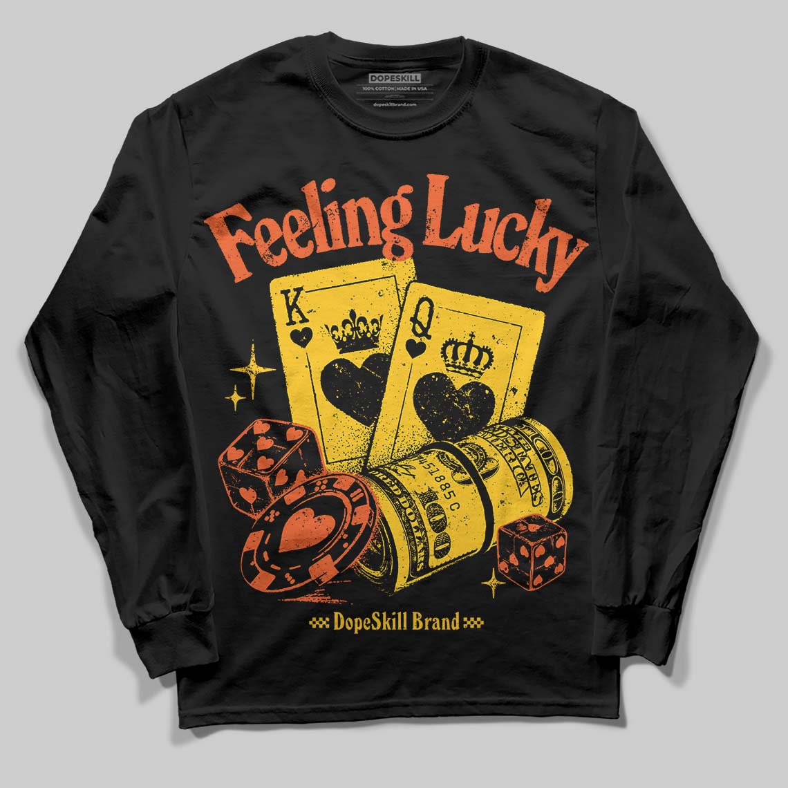 Yellow Collection DopeSkill Long Sleeve T-Shirt Feeling Lucky Graphic