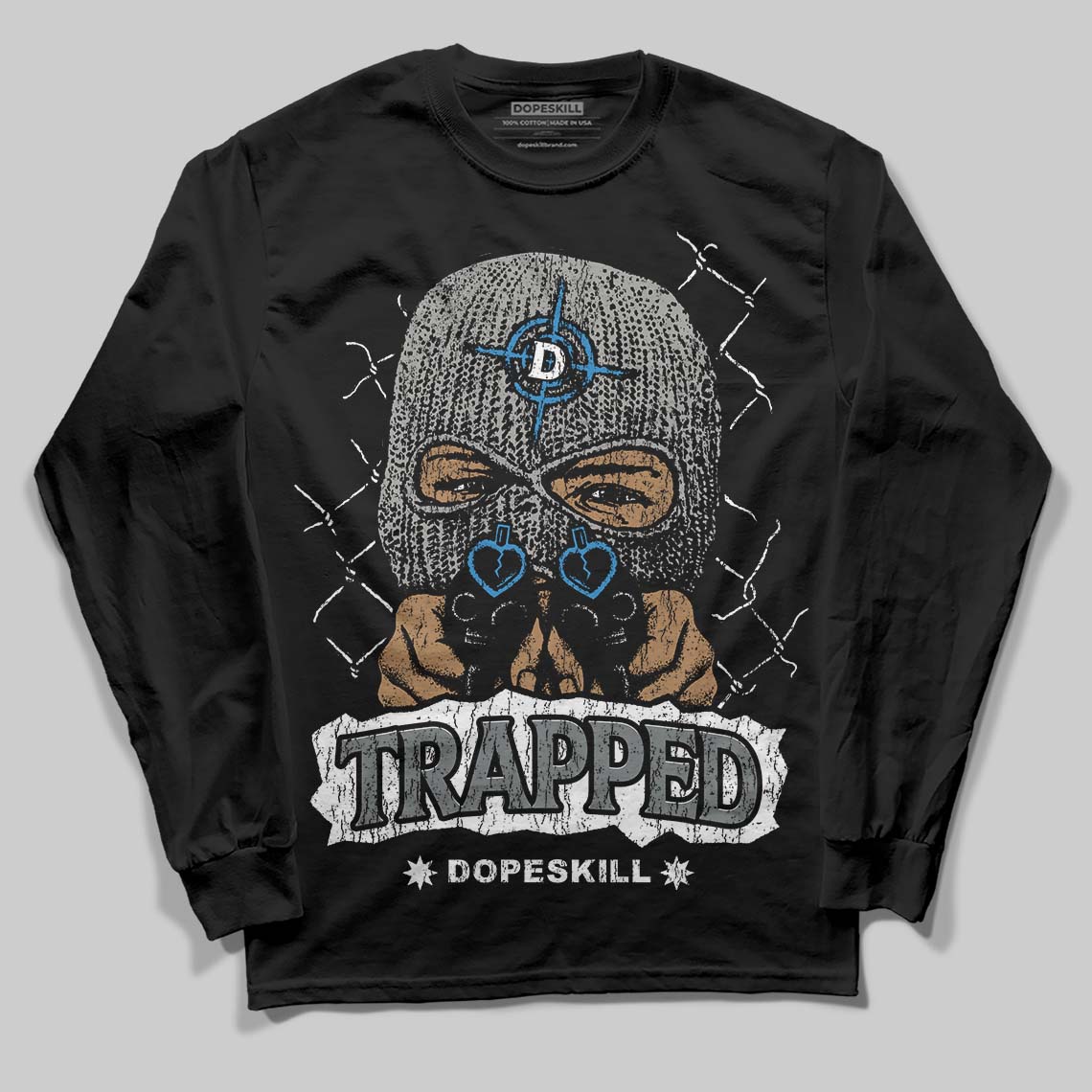 Cool Grey 9s DopeSkill Long Sleeve T-Shirt New Trapped Graphic
