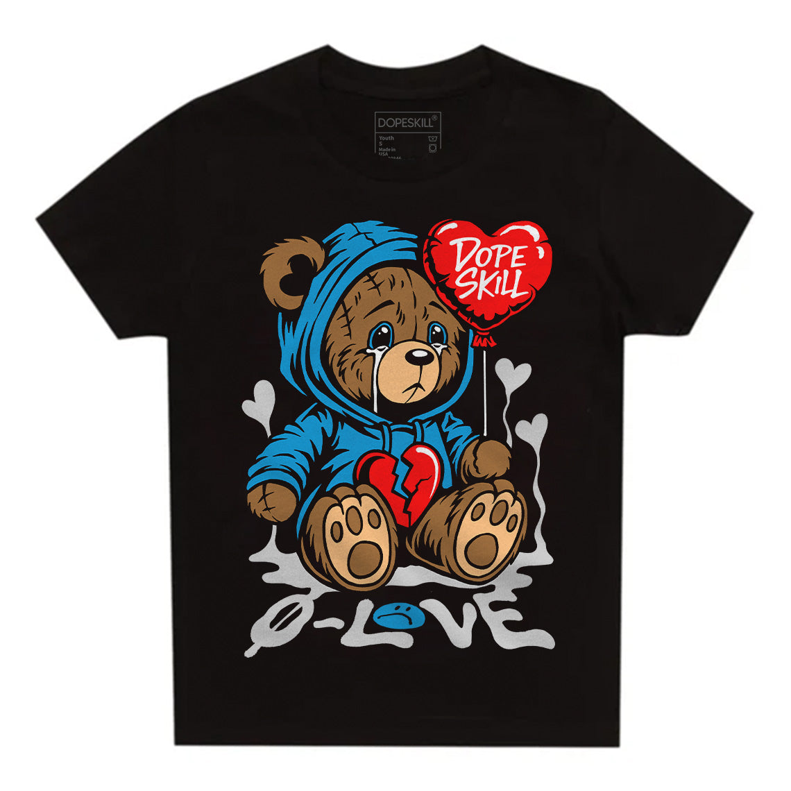 Military Blue 4s DopeSkill Toddler Kids T-shirt Broken Bear Graphic