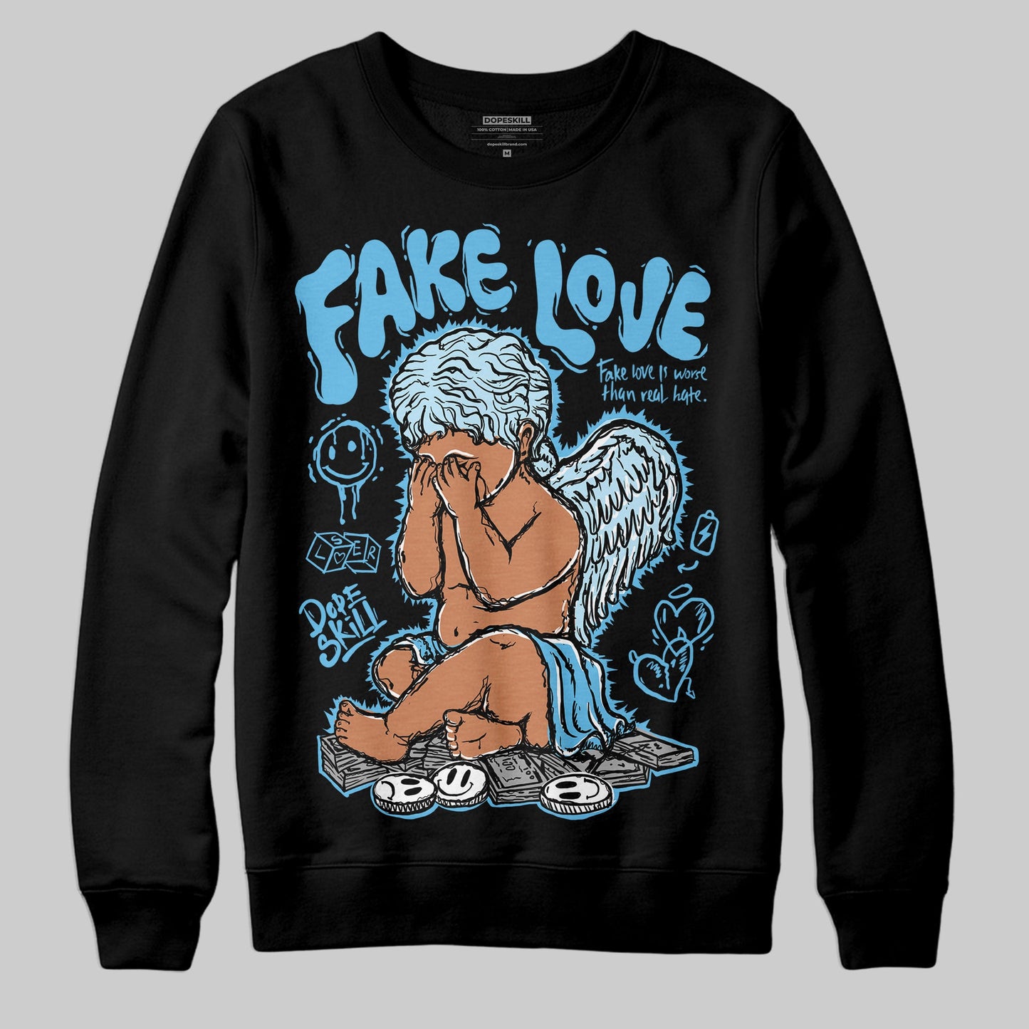 Legend Blue 11s DopeSkill Sweatshirt False Love Graphic