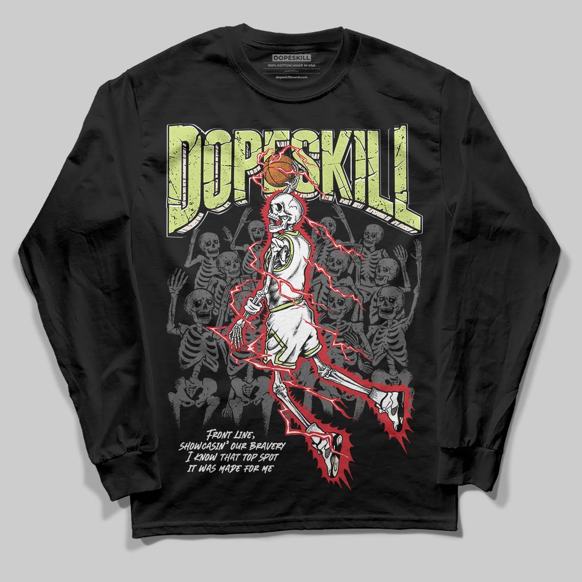 Luminous Green 5s DopeSkill Long Sleeve T-Shirt Thunder Dunk Graphic