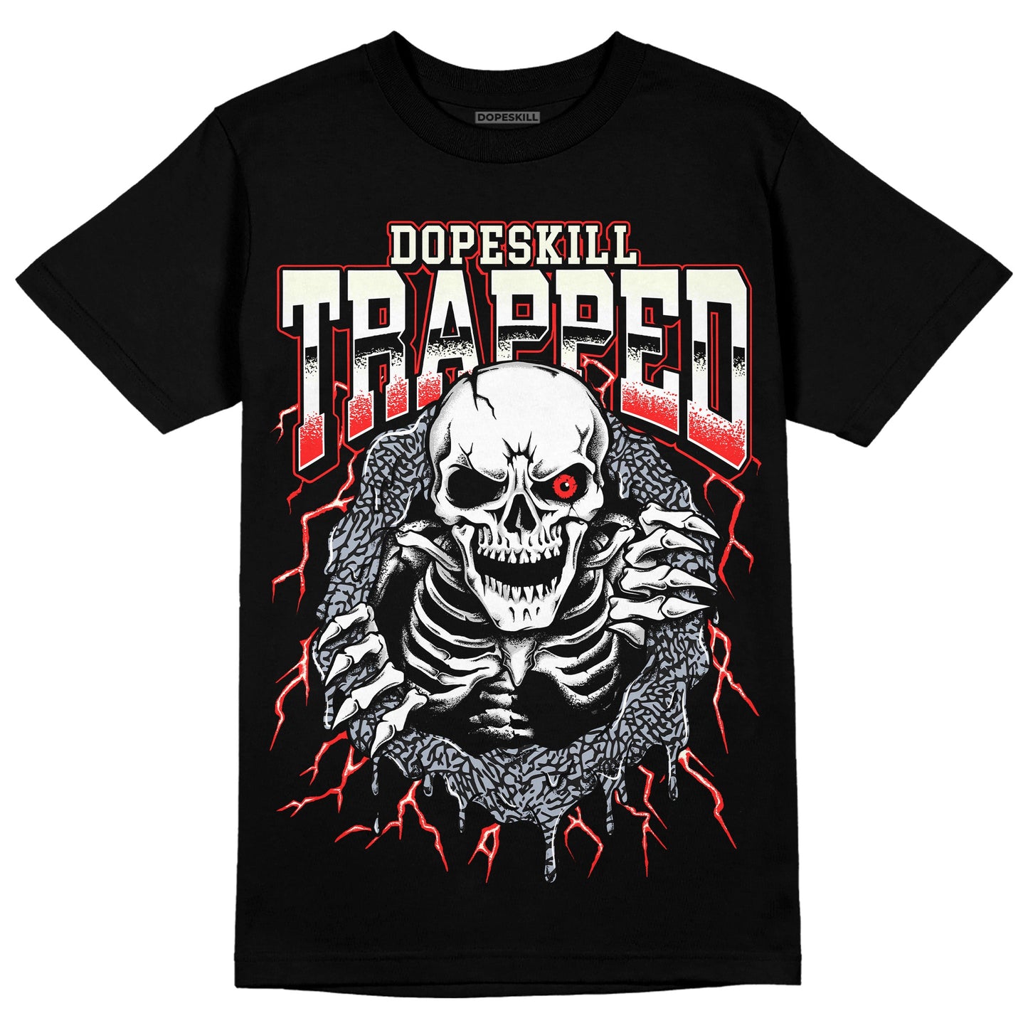 White Cement Reimagined 3s DopeSkill T-Shirt Trapped Halloween Graphic