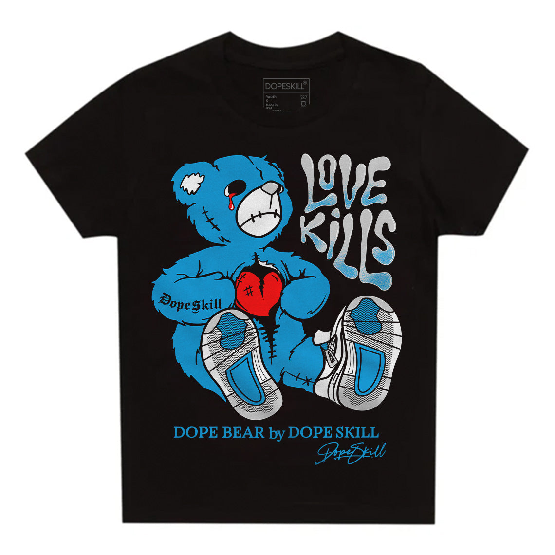 Military Blue 4s DopeSkill Toddler Kids T-shirt Love Kills Graphic