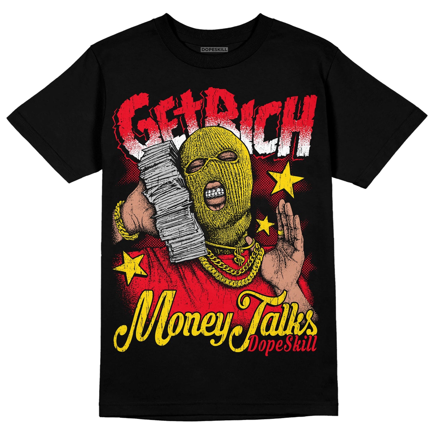 Red Thunder 4s DopeSkill T-shirt Get Rich Graphic