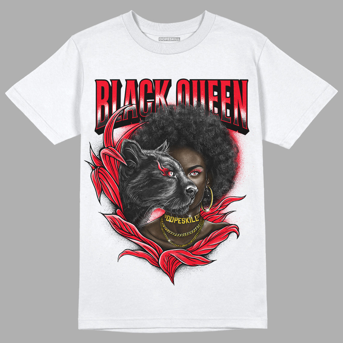 Red Thunder 4s DopeSkill T-shirt New Black Queen Graphic