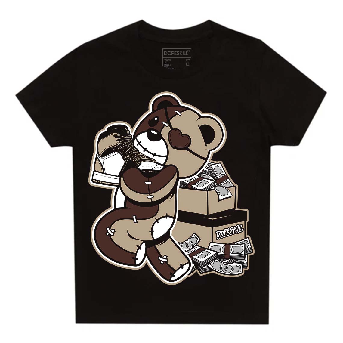 Latte 1s DopeSkill Toddler Kids T-shirt Bear Steals Sneaker Graphic
