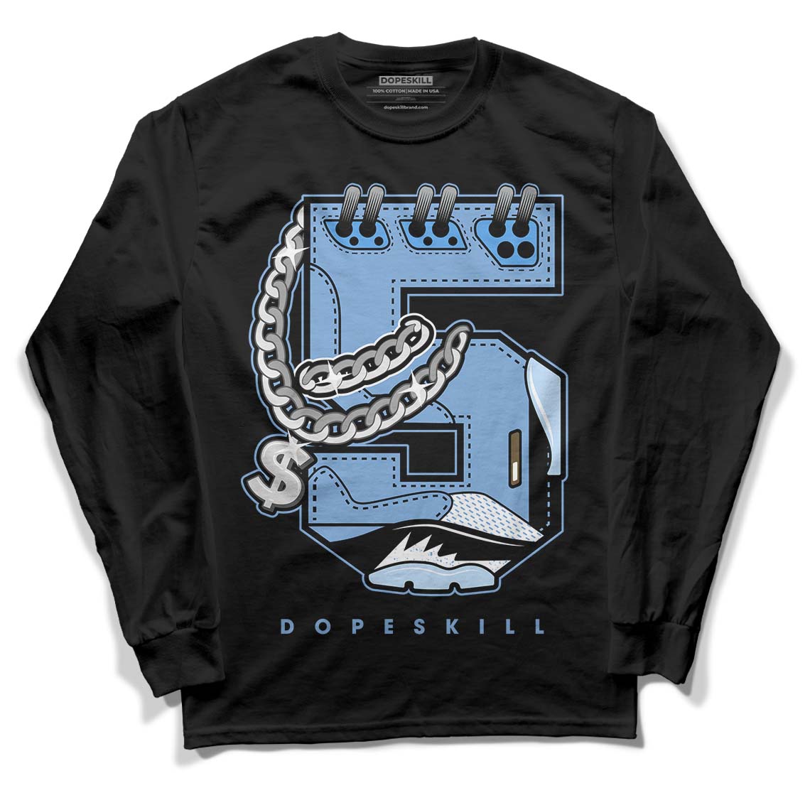 University Blue 5s DopeSkill Long Sleeve T-Shirt No.5 Graphic