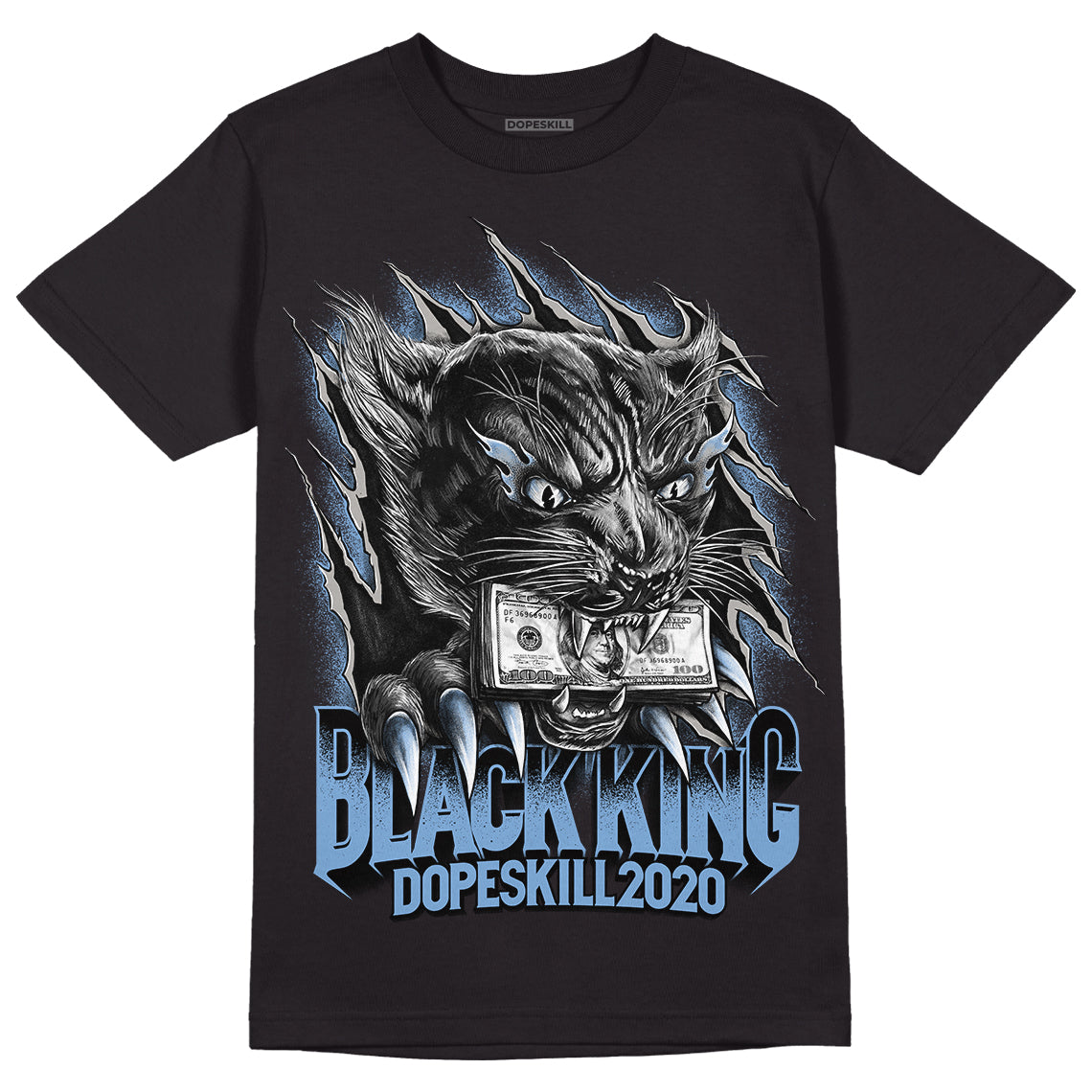 University Blue 5s DopeSkill T-Shirt Black King Graphic