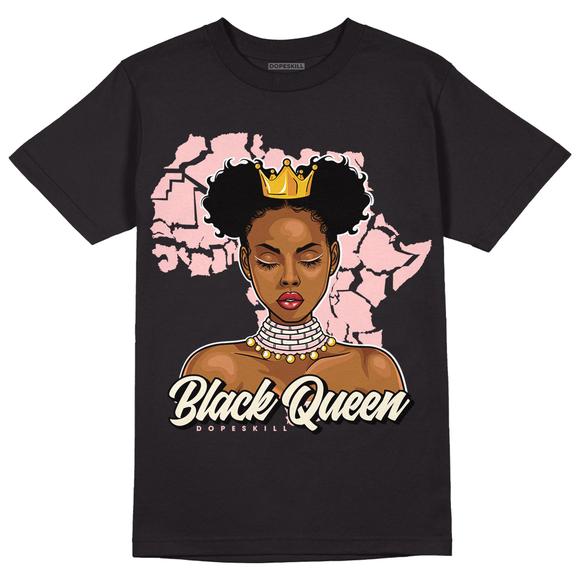 Washed Pink 1s Retro High OG DopeSkill T-Shirt Black Queen Graphic