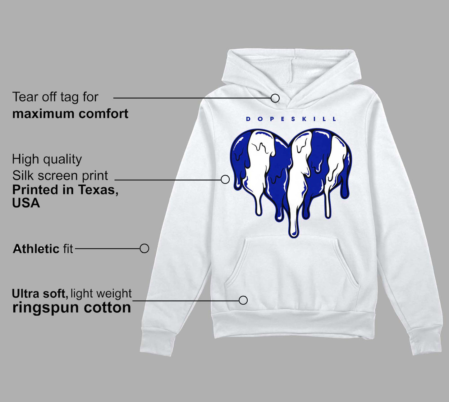 Racer Blue White Dunk Low DopeSkill Hoodie Sweatshirt Slime Drip Heart Graphic