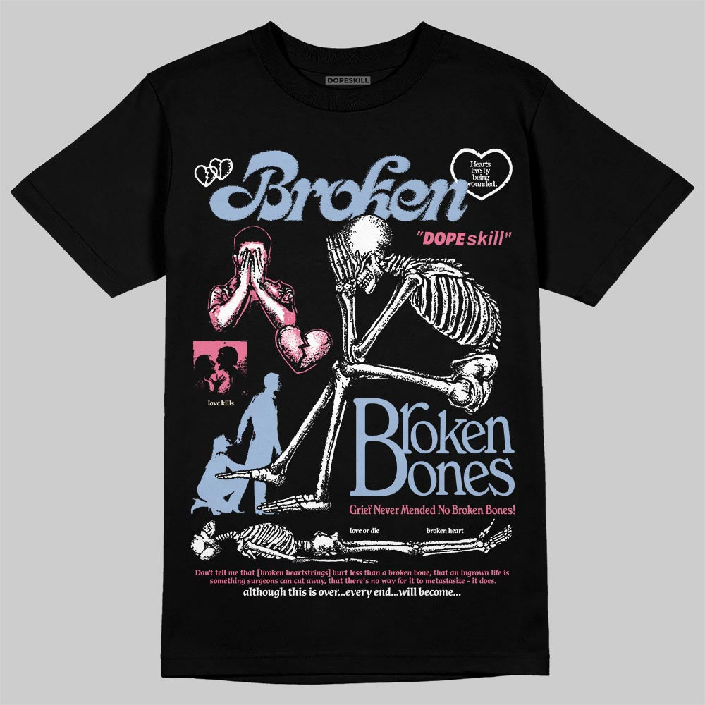 Denim Pink Glow 3s DopeSkill T-Shirt Broken Bones Graphic
