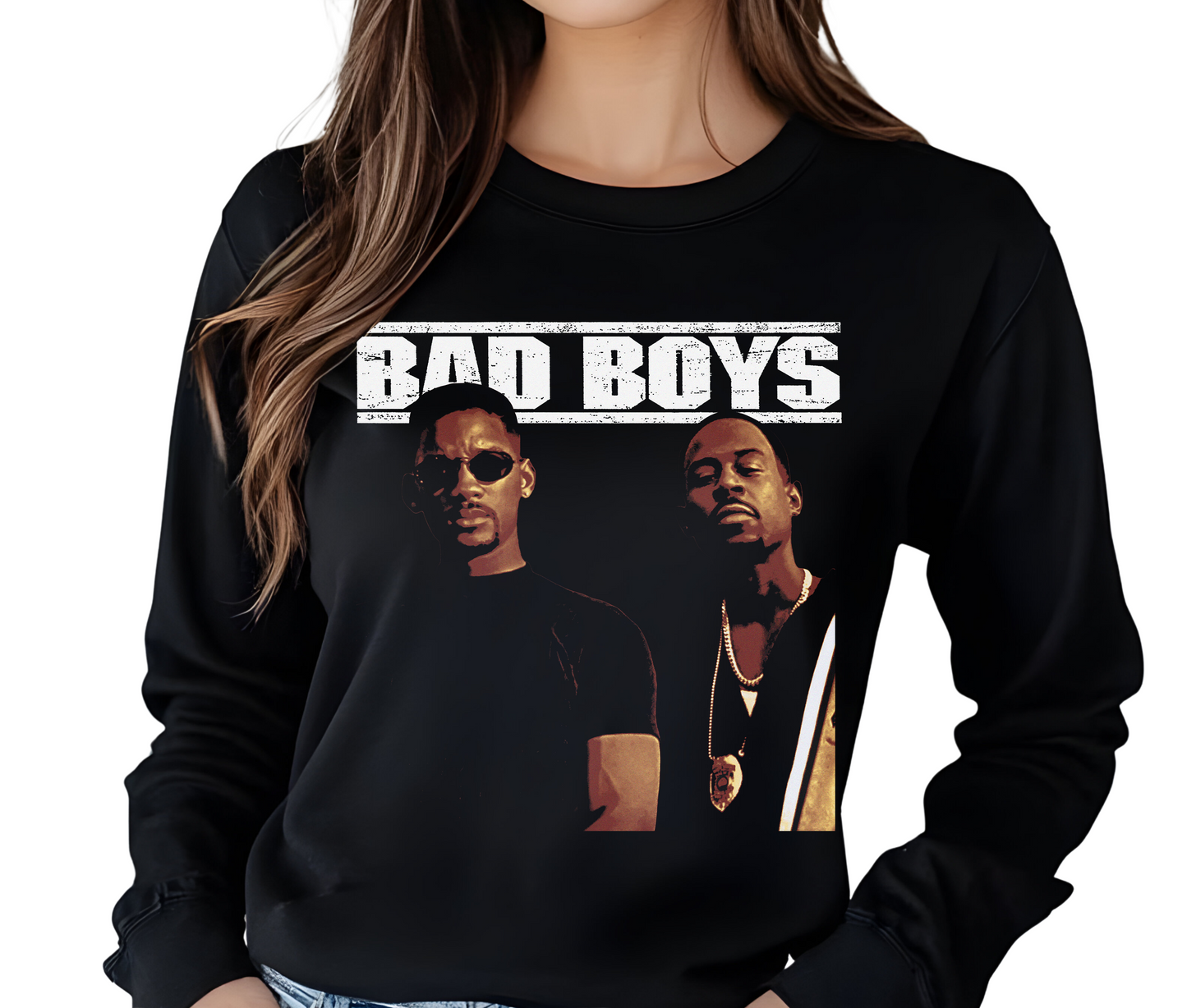 Bad Boys Long Sleeve Shirt - Retro 90s Action Comedy Pullover - Will Smith & Martin Lawrence Graphic Tee - Vintage Fan Apparel