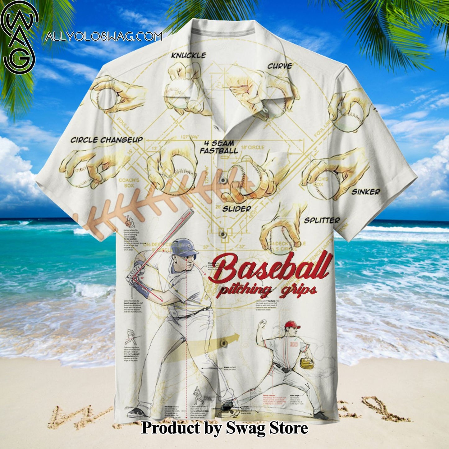 Baseball pitching grips Photographic Print Hawaiian Shirt