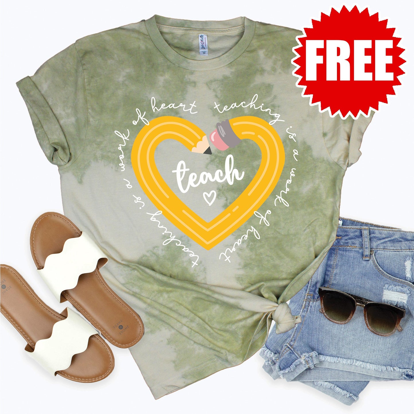 Work of Heart Tee - Tie Dye Basil Haze - 0