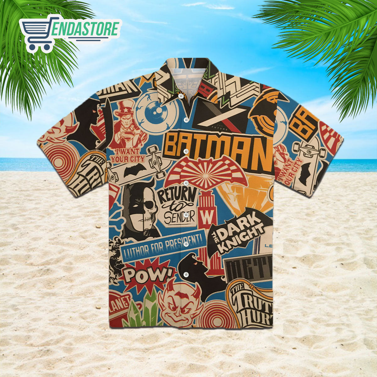 Batman Label All Over Print Hawaiian Shirt