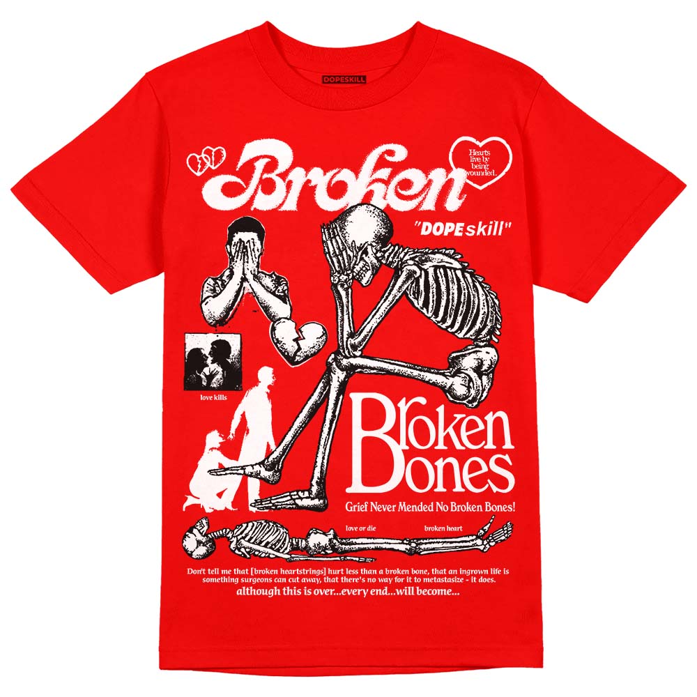 Red Collection DopeSkill Red T-shirt Broken Bones Graphic