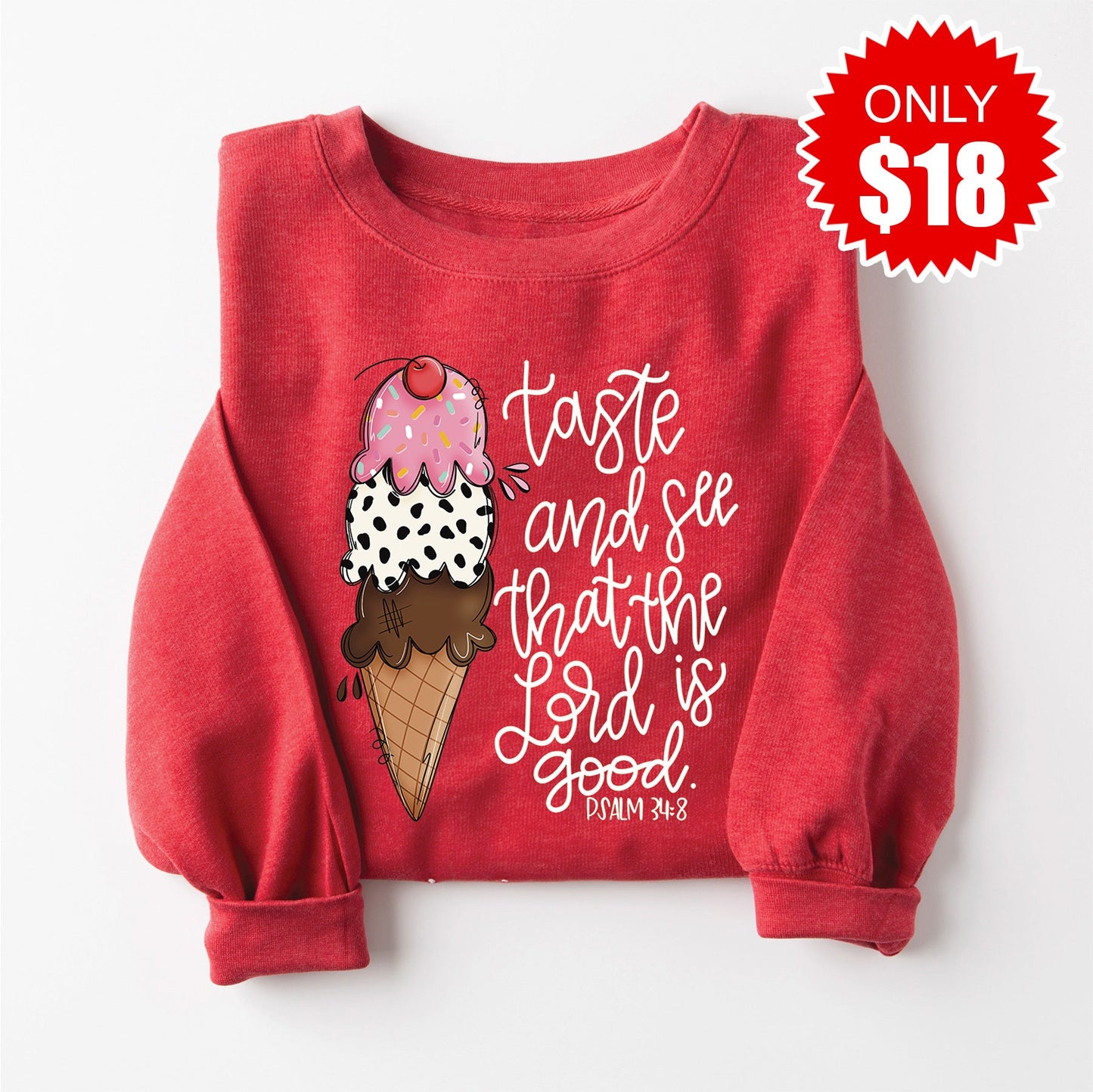 Taste and See Sweatshirt - Heather Scarlet - 18 Style001