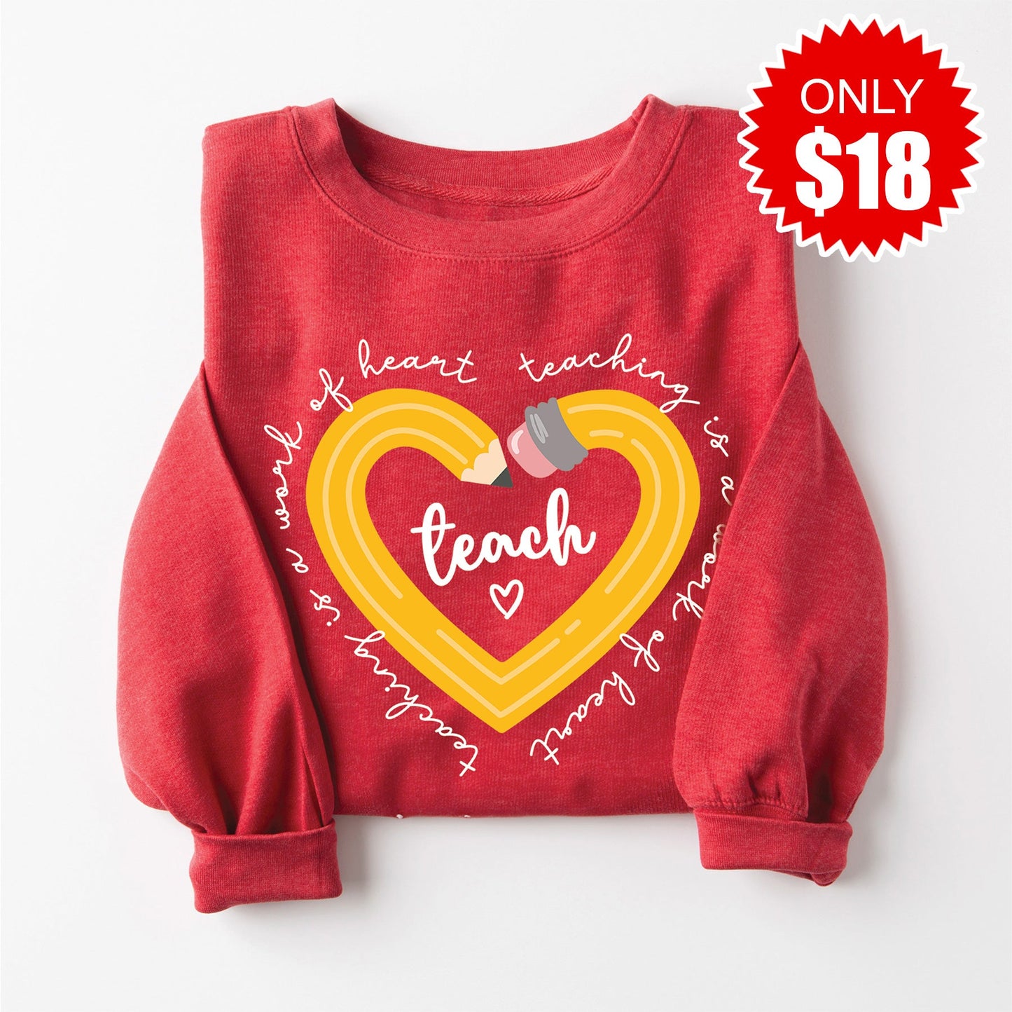 Work of Heart Sweatshirt - Heather Scarlet - 18