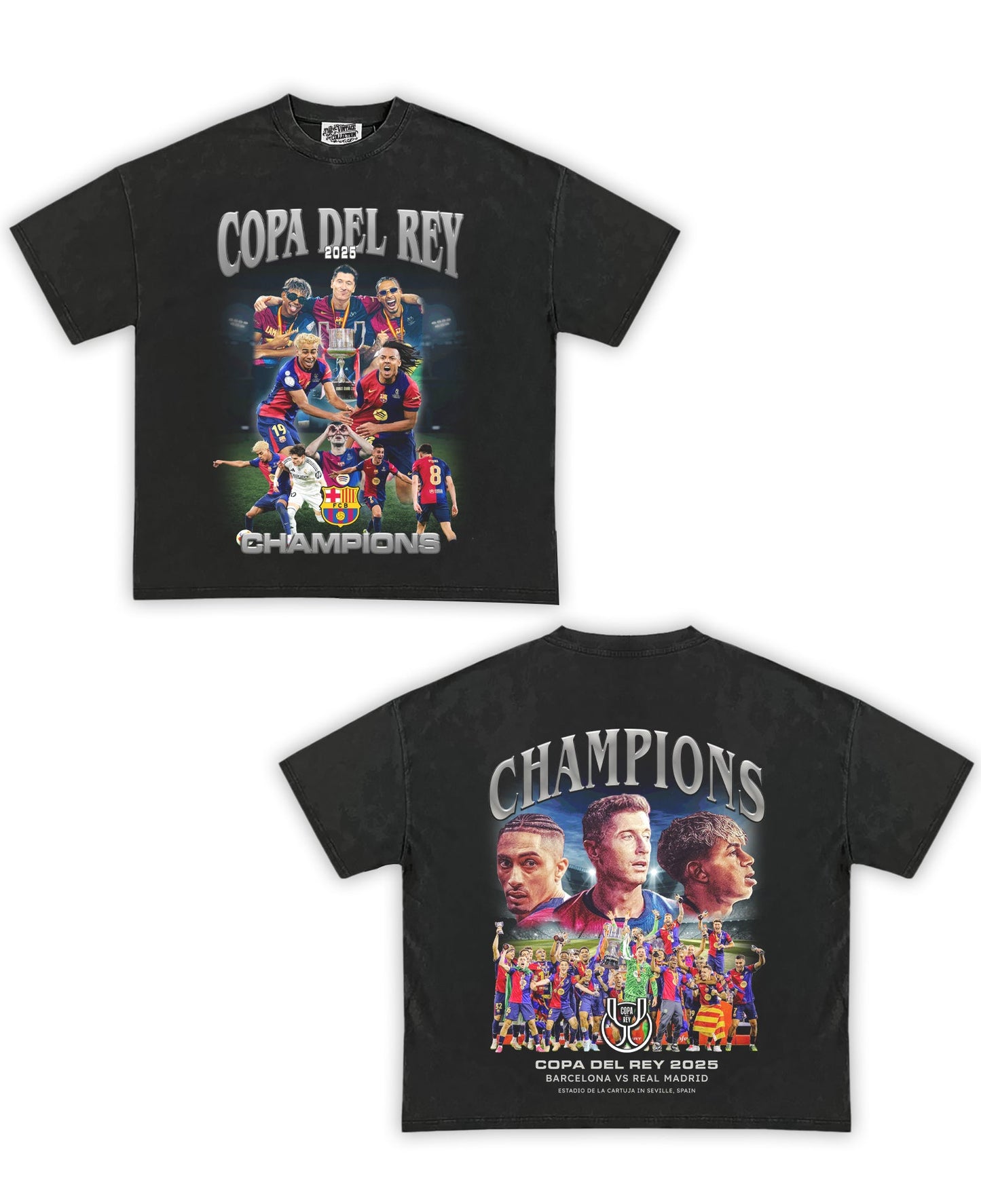 Copa Del Rey 2025 Champions Tribute Vintage Shirt: Front/Back (Vintage Black)