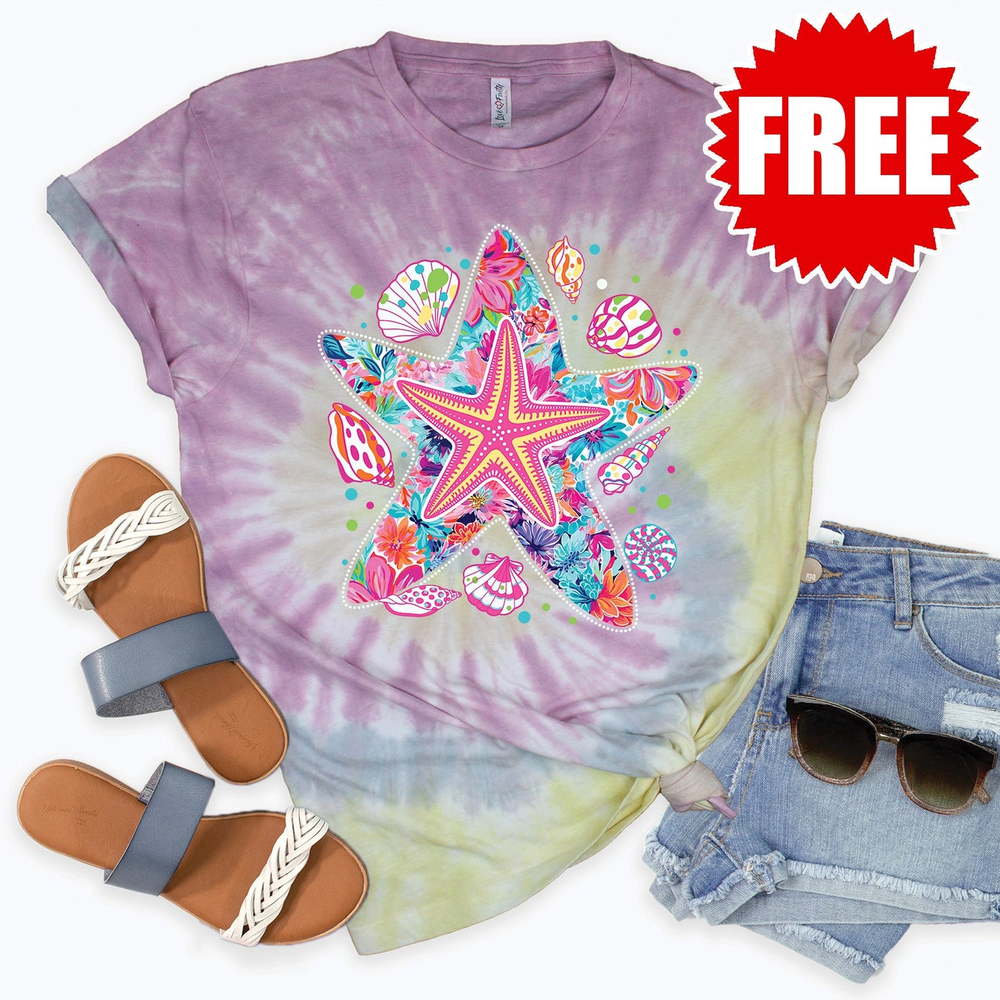 Starfish Tee - Desert Rose Tie Dye - 0