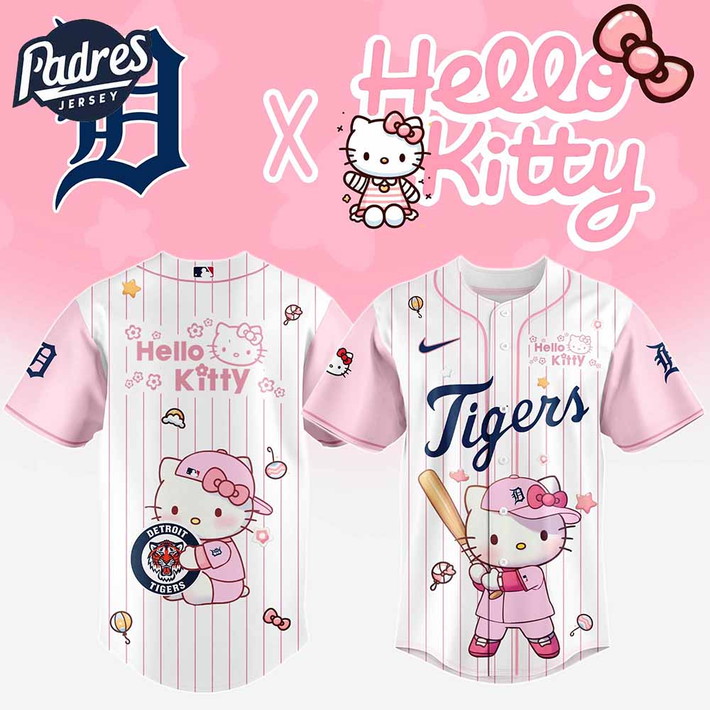 Detroit Tigers MLB x Hello Kitty New Baseball Jersey - Padres Jersey Oasis: Elevate Your Baseball Style Game