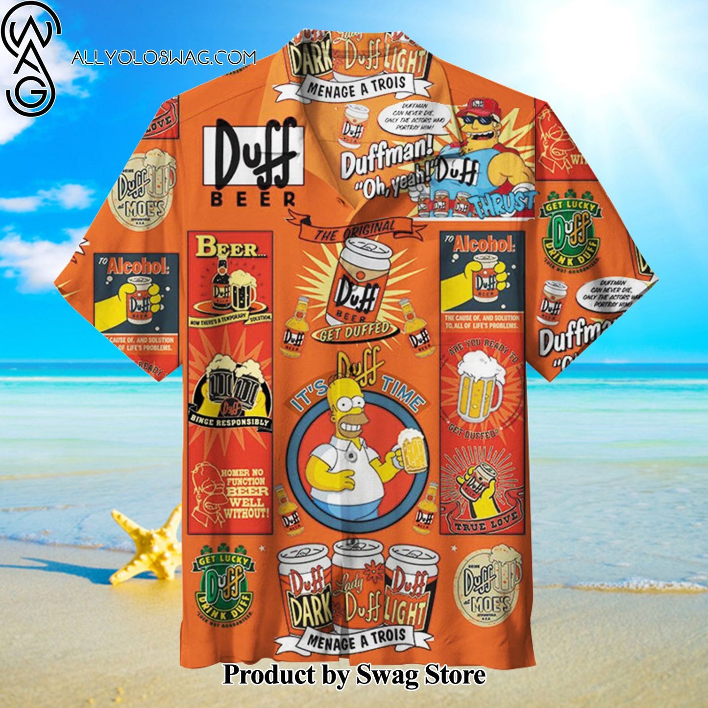 Duff Beer Simpson Costume Party Hawaiian Shirt