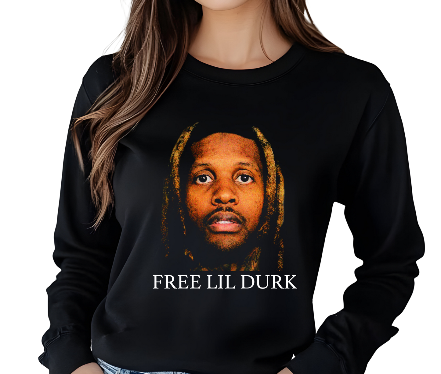 Free Lil Durk Mug Shot Long Sleeve T-Shirt – Rare Drill Hip Hop Streetwear Shirt, Vintage Rap Tee